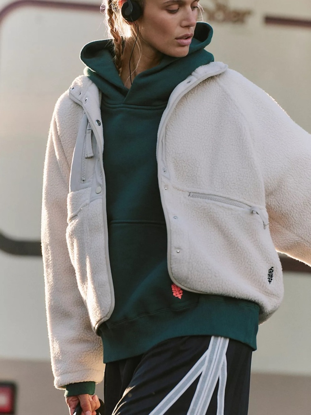 FREE PEOPLE Hit The Slopes Fleece in Muted Beige S